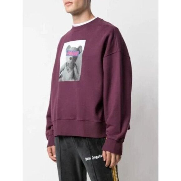 Palm Angels Teddy Bear Print Sweatshirt L Mens Plum - Picture 10 of 16